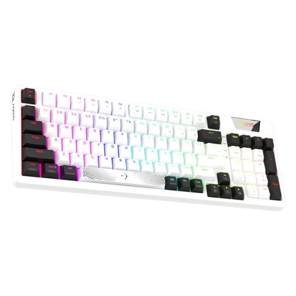 Renkli aydınlatmalı oyun klavyesi, RGB ışıklandırma, mekanik tuşlar ve modern tasarım, gaming setup için ideal, yüksek performanslı bilgisayar aksesuarları, kolay kullanılabilir.