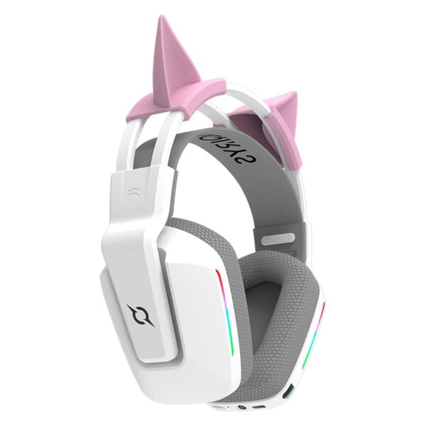 Kulaklık, çocuk şeklinde tasarlanmış gaming kulaklık, RGB ışıklı oyun kulaklığı, konforlu ve hafif oyun kulaklığı, mikrofon ve yüksek ses kalitesi, bilgisayar ve konsol oyunları için ideal, renkli ve şık tasarım.
