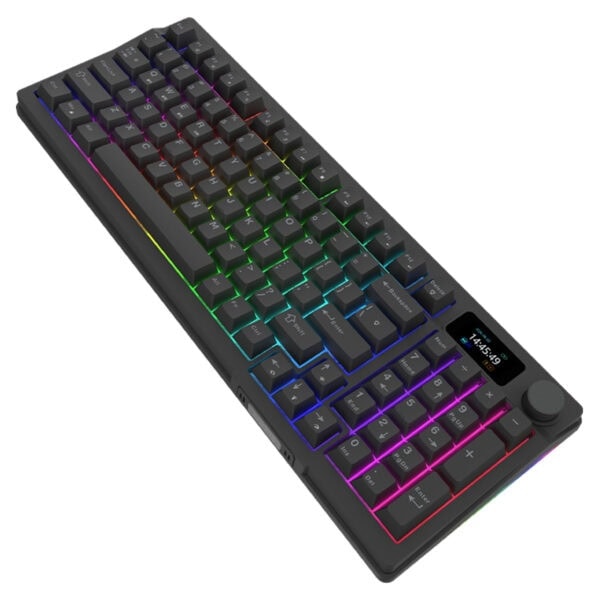 Klavyede renkli RGB aydınlatmalı mekanik tuşlar, gaming ve yüksek performans için ideal oyuncu klavyesi. Darbelere dayanıklı tasarımıyla uzun ömürlü kullanıma uygun.
