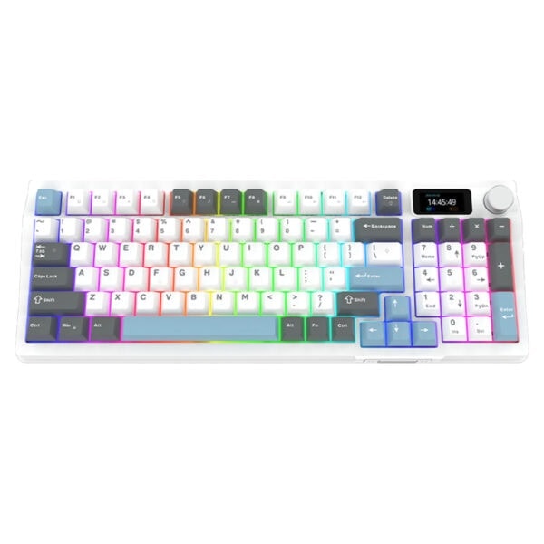 Renkli RGB aydınlatmalı gaming klavye, mekanik tuşlar ve çok renkli arka aydınlatma ile yüksek performans sağlar. Oyun tutkunları için ergonomik ve şık tasarım.