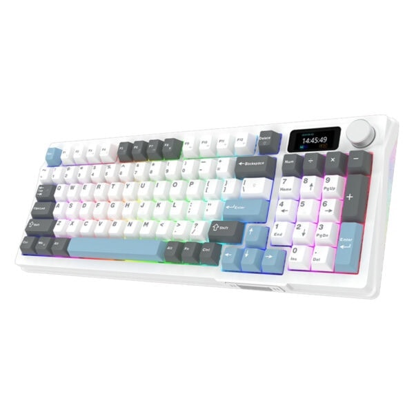 RGB aydınlatmalı mekanik oyun klavyesi, renkli tuşlar ve çok fonksiyonlu ekran ile yüksek performanslı game seti.
