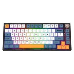 RGB aydınlatmalı oyuncu bilgisayarı klavye, çeşitli renklerle detaylandırılmış, sessiz ve dayanıklı tuşlara sahip, oyun ve yazılım kullanımı için ideal, ergonomik tasarım.