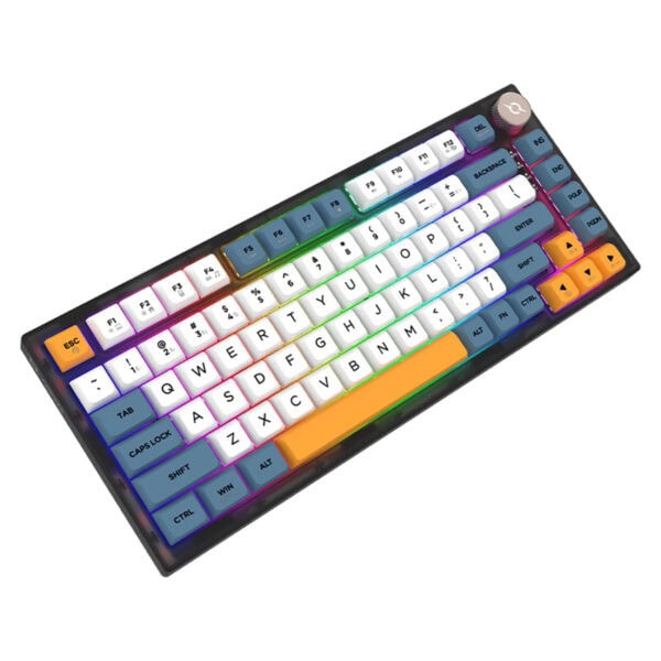 Renkli LED aydınlatmalı oyun klavyesi, çok renkli aydınlatmalı mekanik tuşlar ve ergonomik tasarım ile gaming ve bilgisayar oyuncuları için ideal.
