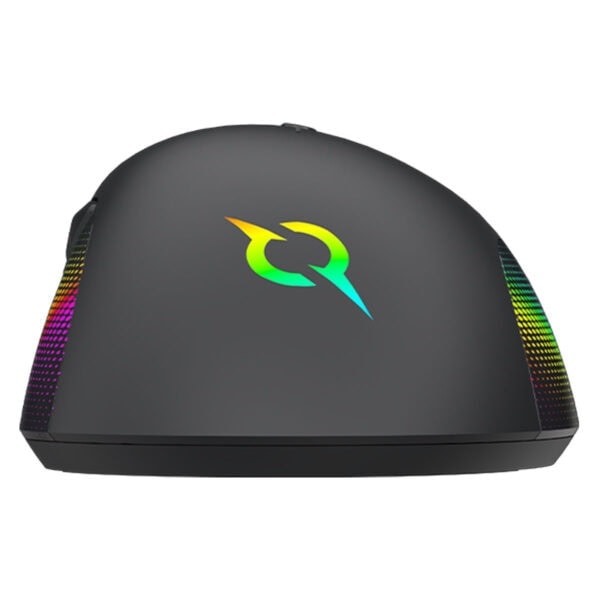 Yüksek performanslı RGB aydınlatmalı oyuncu faresinin üstten görünümü, ergonomik tasarım ve ışık efektleriyle öne çıkıyor.