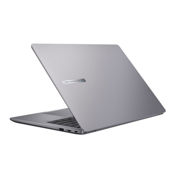 Görünümünü açık gri renkli, şık tasarımlı ASUS ExpertBook dizüstü bilgisayar. İnce ve hafif tasarımıyla taşınabilirlik sunar, yüksek performans ve modern özellikler içerir.