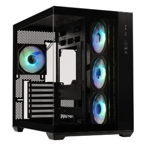 Karmaşık olmayan şeffaf bilgisayar kasası, RGB fanlar ile lüx ve yenilikçi tasarım, yüksek performans oyuncu ve ofis kullanımı için ideal, piyasa trendlerine uygun.