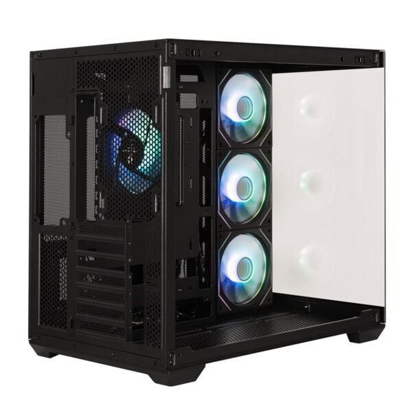 Fanlı Gaming Kasası, RGB aydınlatmalı 3 soğutucu ile yüksek performanslı bilgisayar kurulumları için ideal. Şık siyah tasarımı ve geniş iç hacmi ile oyun ve işlemci performansını artırır.