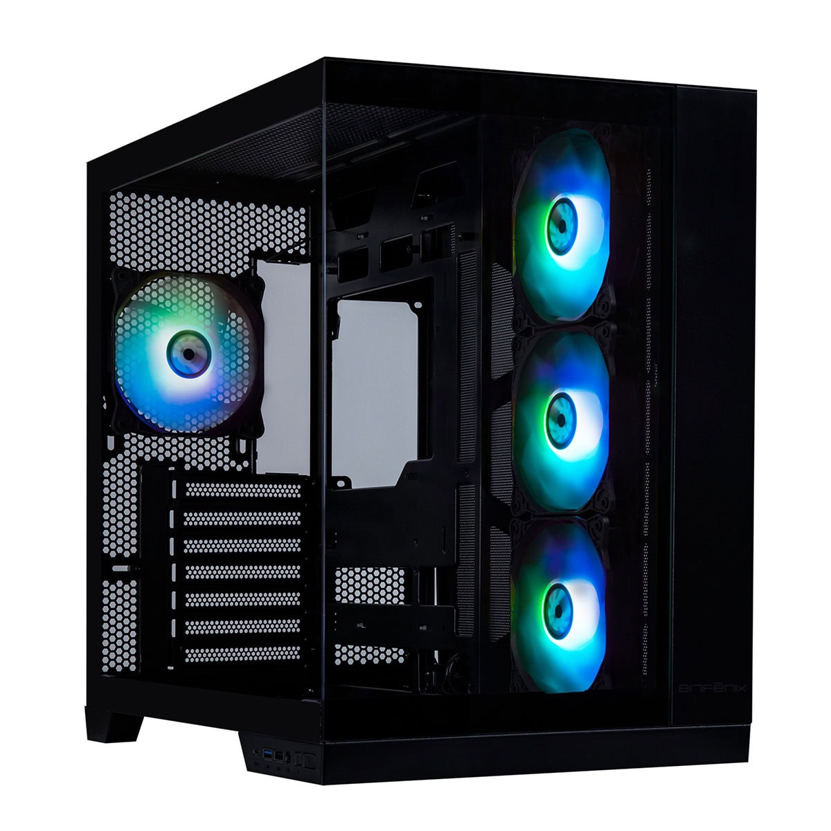 Yüksek performanslı gaming bilgisayarı, RGB aydınlatmalı kasa ve soğutma fanları ile yüksek grafik ve oyun deneyimi sağlar.