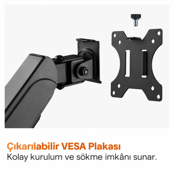 Brateck 17 32 Inç Uyumlu İki Kollu Yükseklik Ayarlı Amortisörlü Monitör Kolu (ldt48 C024) 3