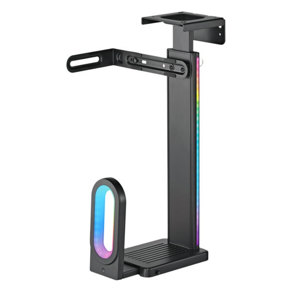 Hareketli ve RGB aydınlatmalı oyun monitör tutucu, profesyonel ve oyun odaklı, sağlam ve ayarlanabilir. Gaming ve e-spor ekipmanı ile uyumludur, konforlu oyun deneyimi sağlar.