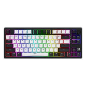 Renkli RGB arka aydınlatmalı oyun klavyesi, mekanik tuşlar ve çok renkli ışık efektleriyle hızlı tepki ve dayanıklılık sağlar. Bilgisayar oyuncuları ve ofis kullanıcıları için ideal.