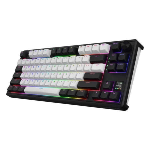 Renkli RGB aydınlatmalı oyuncu klavyesi yüksek performanslı mekanik tuşlar ile oyun ve yazılım için ideal.