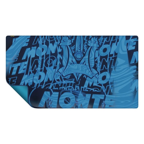 Yüksek performanslı oyun masaüstü Mouse Pad, mavi ve siyah renkli grafikli, geniş yüzeyli, kaymaz tabanlı, hızlı hareket ve hassas kontrol sağlayan geniş oyuna uygun mouse altlığı.