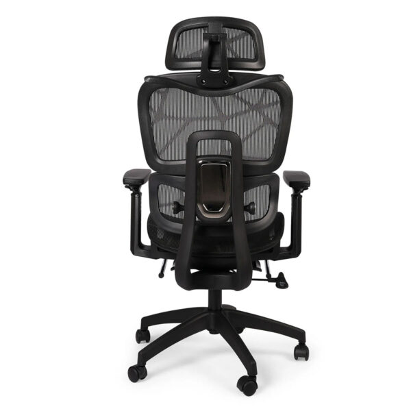 Yüksek ergonomili siyah ofis veya oyuncu gaming sandalyesi, ayarlanabilir sırt dayanağı ve konforlu destekli tasarım, uzun süreli kullanılabilirlik ve profesyonel çalışma ortamları için ideal.