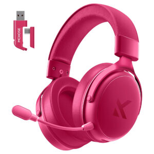 Yüksek kaliteli pembe oyun kulaklığı ve mikrofon, konforlu tasarım, üstün ses performansı, rahat kullanım, PC, PS4 ve Xbox uyumlu, oyuncular ve gençler için ideal.