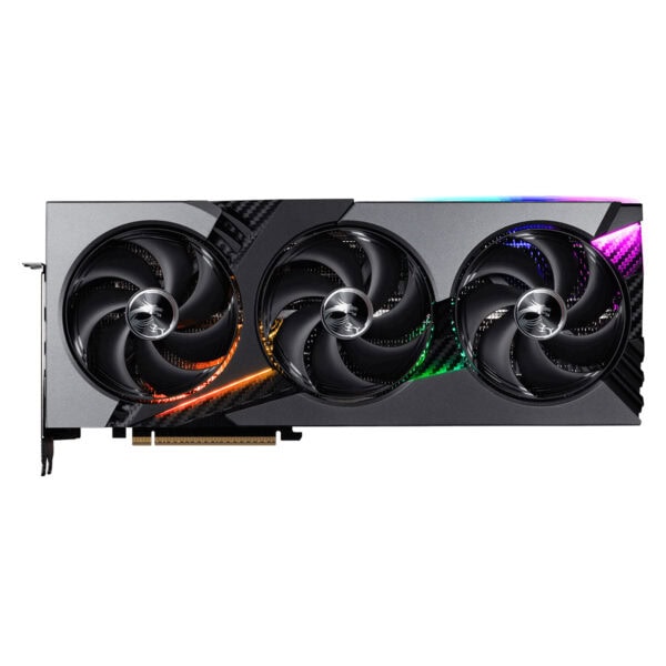 Yüksek performanslı oyuncu ekran kartı, üçlü soğutma fanı ve RGB ışıklandırma ile gaming deneyimini artırır, yüksek FPS ve grafik kalitesi sağlar.