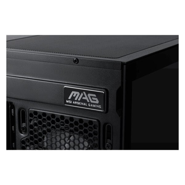 İyi havalandırmalı ve dayanıklı oyun bilgisayarı kasası, MSI Arsenal Gaming logosu ve yüksek performanslı soğutma sistemleri ile metalik tasarım.