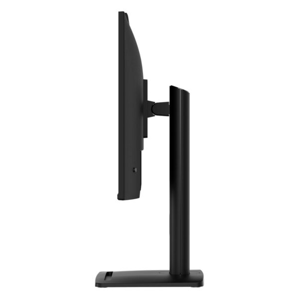 Yüksek çözünürlüklü bilgisayar monitörü yan görünümlü, ince çerçeveli ve ergonomik tasarımıyla modern ofis ve oyun ortamları için ideal.