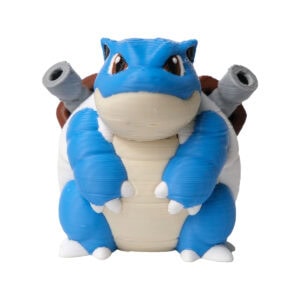 Yapay zeka ile tasarlanmış Pokémon Blue ve beyaz renklerle detaylandırılmış 3D yazıcıyla oluşturulmuş model, koleksiyonlar ve oyuncu severler için ideal.