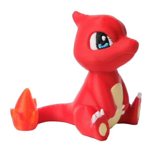 Alt metin: Kırmızı renkli, büyük gözüyle sevimli ve tatlı Pokémon figürü, çocuklar ve koleksiyoncular için mükemmel, yüksek kalite 3D baskı ile üretilmiş.