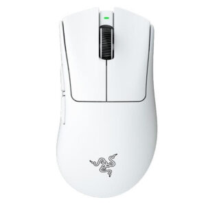 Yüksek kaliteli beyaz Razer kablosuz oyun faresi, ergonomik tasarım ve hassas izleme özellikleriyle profesyonel oyuncular için ideal.