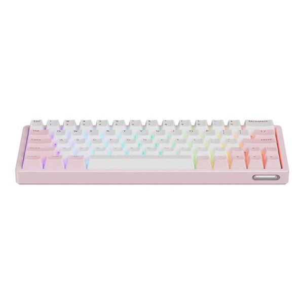 Renkli RGB aydınlatmalı oyuncu mekanik klavye, LED ışıklı tuşlar ve şık pembe tasarım, yüksek performans ve dayanıklılık sağlar. Öğrenmek ve oyunculuk için ideal bilgisayar klavyesi.
