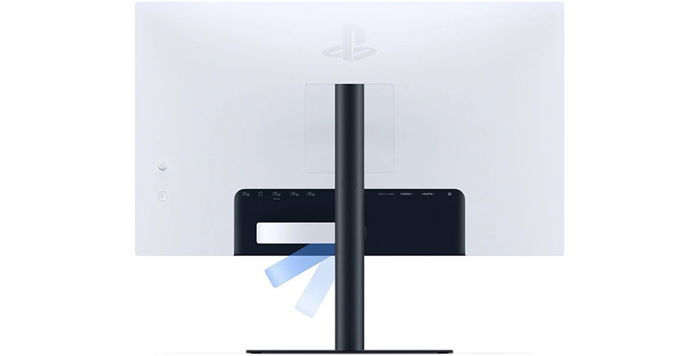 Yüksek çözünürlüklü PlayStation 5 konsolu arka görünüm, modern tasarım ve oyun performansı vurgusu, oyun tutkunları ve teknoloji severler için ideal, renkli ve şık gaming cihazı.