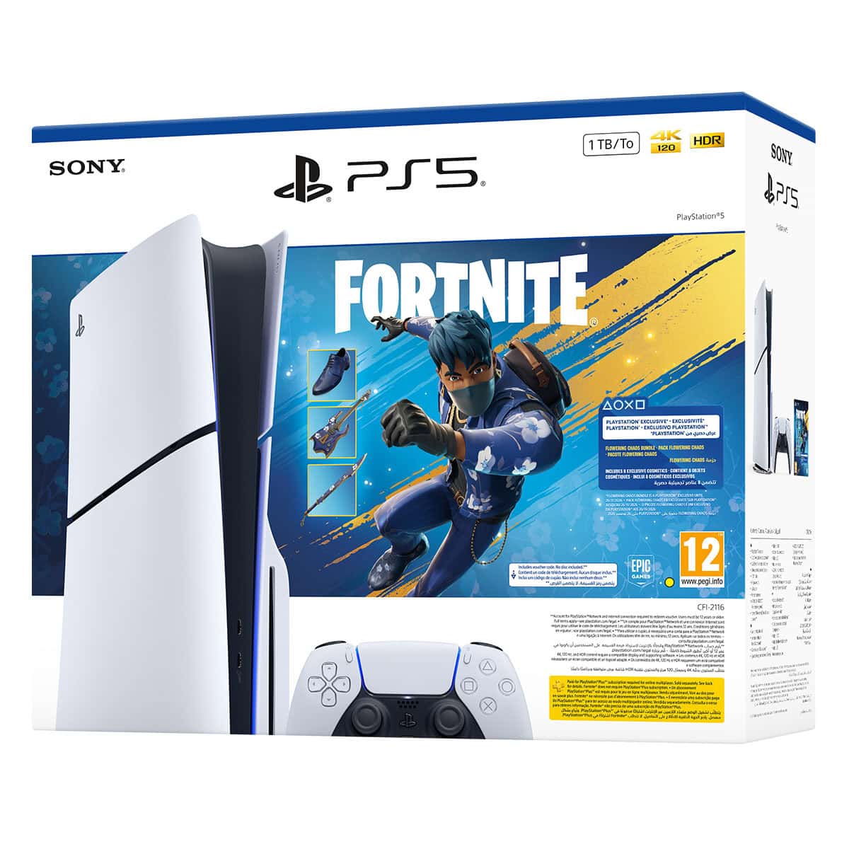 PS5 konsolu ve Fortnite oyunu paket resmi, yüksek çözünürlüklü oyun, PS5 oyuncu konsolu, 4K oyun deneyimi, PlayStation 5 ile Fortnite oyna, oyun konsolu ve çalma listeleri, oyun konsolu aksesuarları, en yeni PS5 oyunları, hızlı yükleme ve yüksek grafikler, PlayStation 5 ve Fortnite ile en iyi oyun deneyimi.