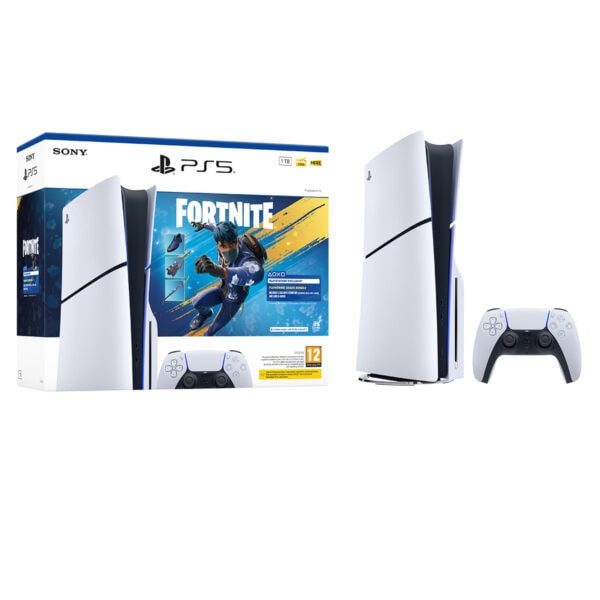 PS5 Fortnite ve DualSense Kontrolcü ile Oyun Konsolu, PS5 gaming experience, yüksek performanslı ve şık tasarımlı PlayStation 5, Fortnite oyunu ve aksesuarlarıyla en yeni nesil konsol.