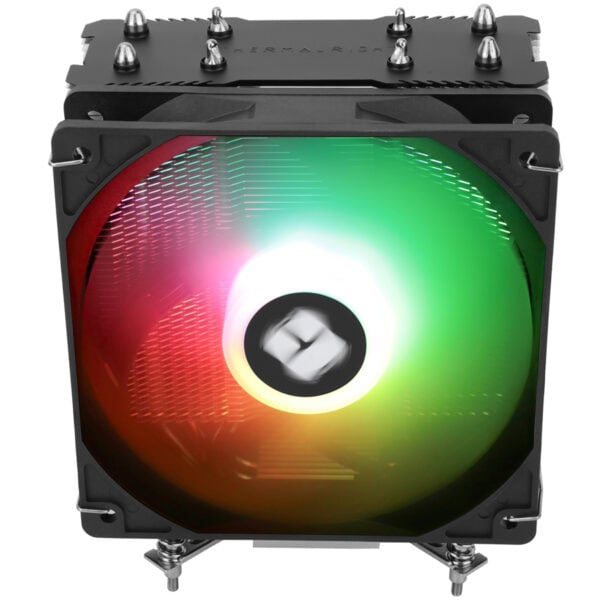 RGB aydınlatmalı bilgisayar CPU soğutucu fanı, yüksek performanslı işlemci soğutma çözümü, sessiz çalışma ve LED renkli ışık efektleri, oyuncu ve bilgisayar teknisyenleri için ideal.