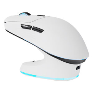 Yüksek teknolojili kablosuz oyun mouse, ergonomik tasarımı ve hassasiyet özelliği ile profesyonel gamers ve oyun tutkunları için ideal. USB bağlantısı ve LED aydınlatma detaylarıyla modern görünümlü.