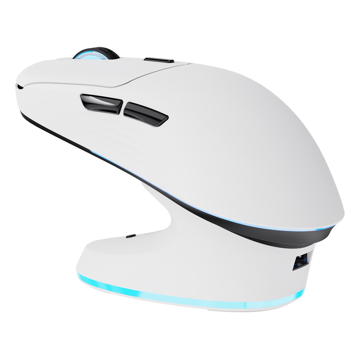 Yüksek teknolojili kablosuz oyun mouse, ergonomik tasarımı ve hassasiyet özelliği ile profesyonel gamers ve oyun tutkunları için ideal. USB bağlantısı ve LED aydınlatma detaylarıyla modern görünümlü.