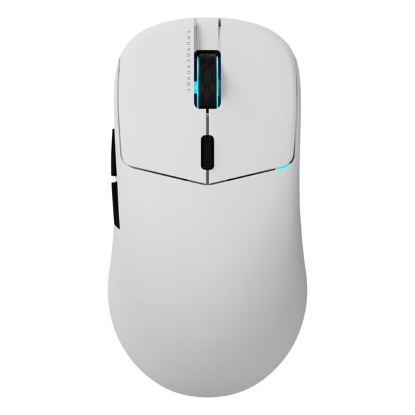 Yüksek kaliteli kablosuz oyun faresinin ön görünümü, modern tasarım ve gelişmiş teknoloji özellikleri ile dikkat çekiyor. RGB aydınlatmalı tekerlek ve ergonomik yapısı sayesinde oyunlarda hassasiyet ve konfor sağlar.
