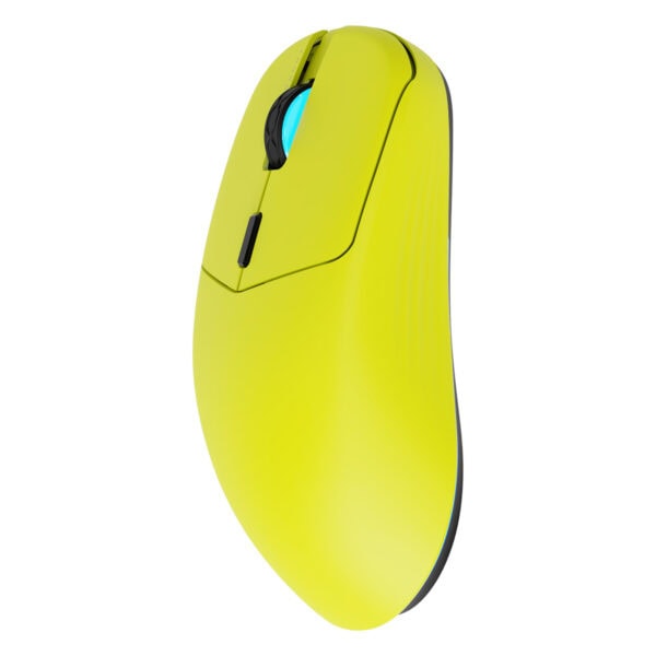 Yazılım ve oyun aksesuarları için sarı kablosuz oyun faresi, ergonomik tasarım ve yüksek hassasiyetli optik sensör ile.