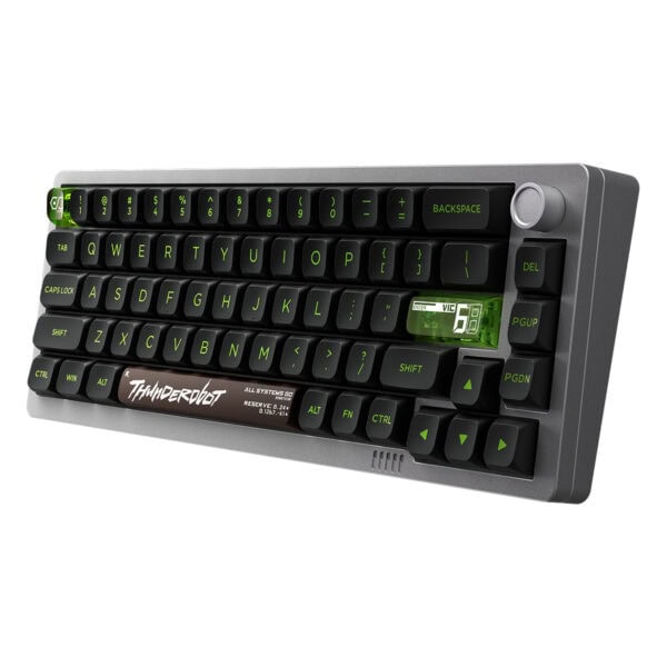 Gelişmiş gaming klavyesi, siyah tuşlar ve yeşil LED aydınlatma ile Timperobot tasarımı, oyun tutkunları için yüksek performans sağlar.