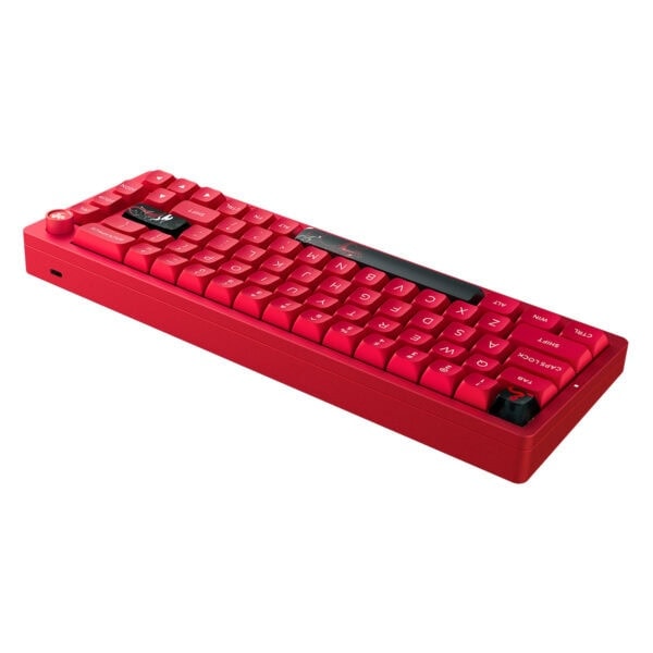 Yüksek performanslı kırmızı renkli gaming mekanik klavye, özel tasarım tuşlar ve RGB aydınlatma ile oyun deneyimini artırmak için ideal.