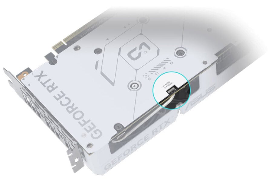 ASUS Dual GeForce RTX™ 5060 Ti 16GB GDDR7 White OC Edition Grafik kartı detaylı görüntüsü, yüksek performanslı GeForce RTX ekran kartı, oyun ve grafik tasarım için ideal, soğutma ve bağlantı özellikleriyle öne çıkar.
