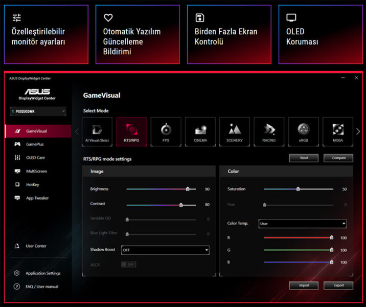 ROG Swift OLED PG32UCDMR ASUS ROG Swift OLED PG32UCDMR Gaming Monitör H19