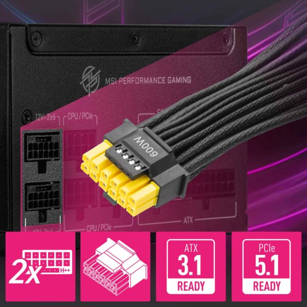 MSI MPG A850GS PCIE5 850W Güç Kaynağı H2