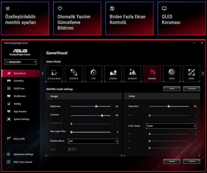 ROG Strix OLED XG32UCWG ASUS ROG Strix OLED XG32UCWG Gaming Monitör H21