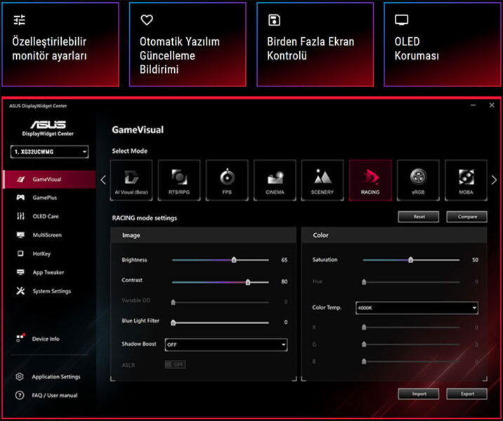 ROG Strix OLED XG32UCWMG ASUS ROG Strix OLED XG32UCWMG Gaming Monitör H22