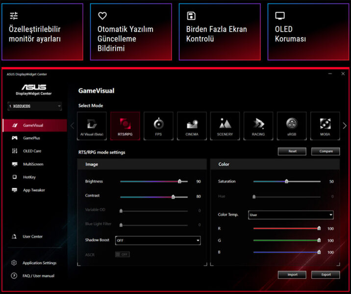ROG Strix OLED XG32UCDS ASUS ROG Strix OLED XG32UCDS Gaming Monitör H24