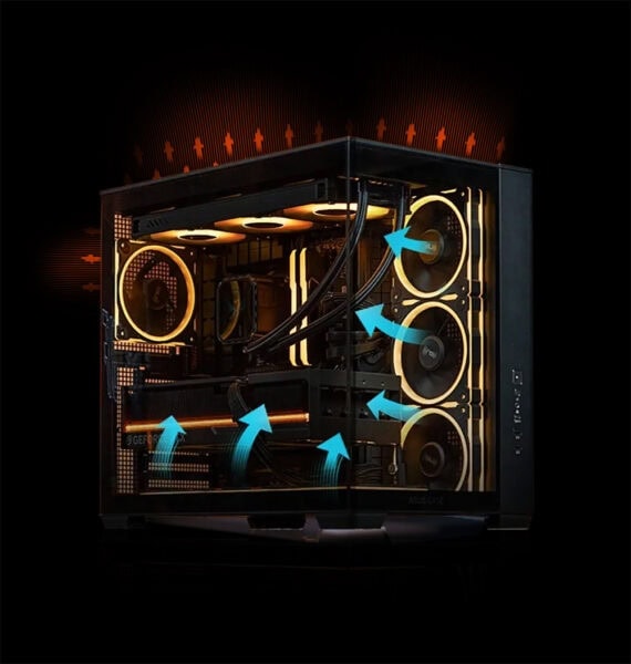 ASUS A32 PLUS Case Yüksek performanslı gaming bilgisayarı, güçlü işlemci ve ekran kartı, soğutma sistemi ve ışıklandırmalı kasasıyla gelişmiş oyun deneyimi.