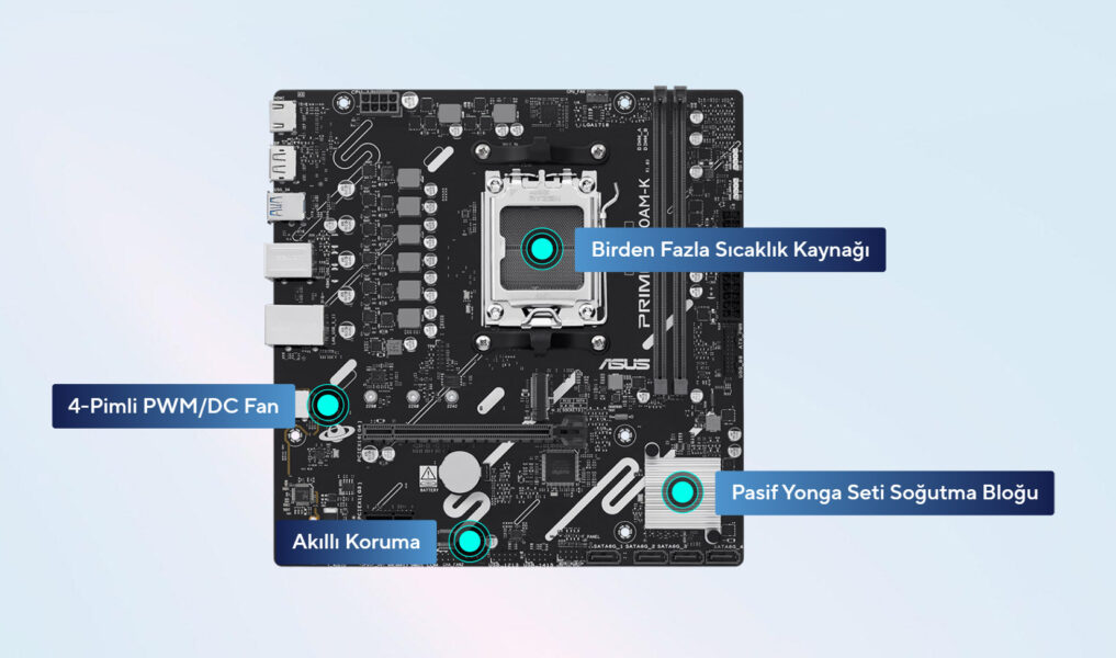PRIME A620AM-K ASUS PRIME A620AM-K 7600MHz (OC) DDR5 mATX Anakart H6