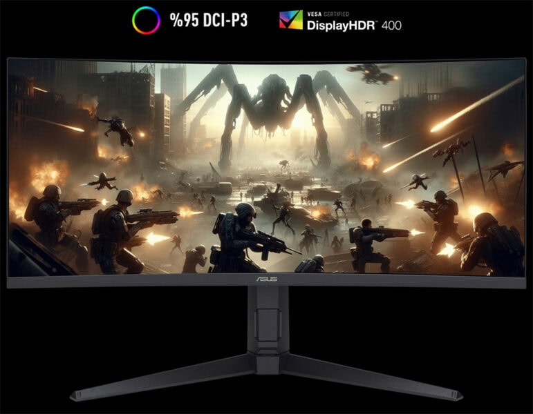 VG34WQML5A Yüksek çözünürlük ve hızlı tepki süresi ile oyun keyfini artıran ASUS TUF Gaming 34 inç QHD monitör, 3440x1440 çözünürlük, 0.5ms tepkime süresi, 250Hz yenileme hızı ve AMD FreeSync Premium teknolojisi ile öne çıkar.