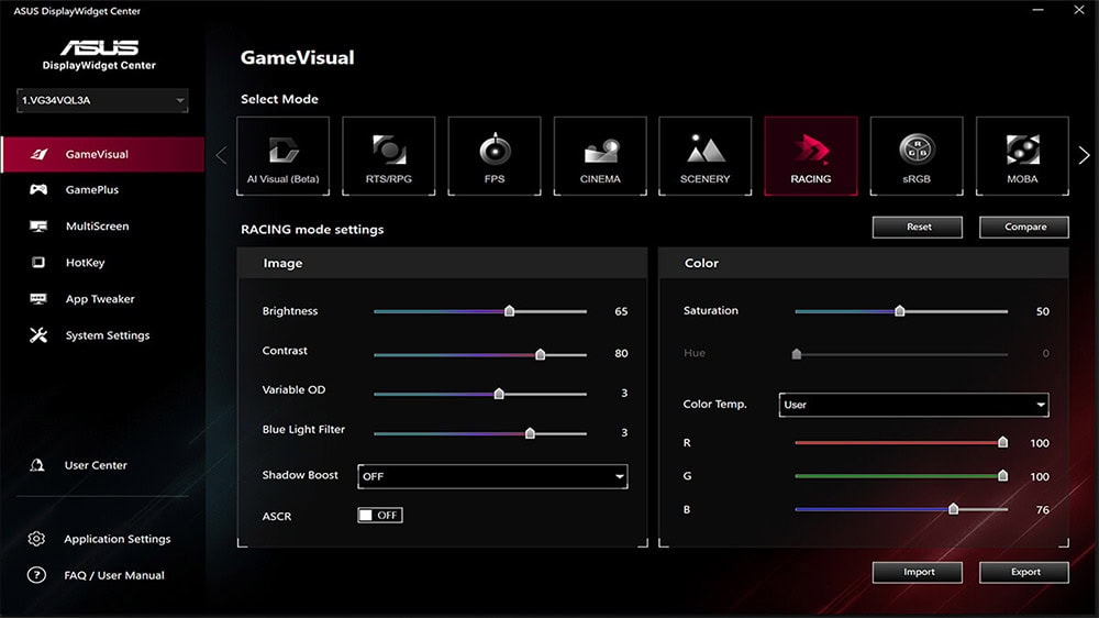 VG34WQML5A Yüksek çözünürlük ve hızlı tepki süresi ile oyun keyfini artıran ASUS TUF Gaming 34 inç QHD monitör, 3440x1440 çözünürlük, 0.5ms tepkime süresi, 250Hz yenileme hızı ve AMD FreeSync Premium teknolojisi ile öne çıkar.