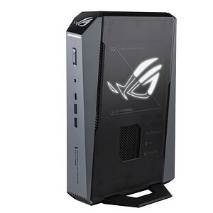 ROG logosu ve tasarımıyla yüksek performanslı taşınabilir oyun bilgisayarı. Gelişmiş soğutma ve oyun odaklı özellikler içerir, oyunculara yüksek kalite oyun deneyimi sunar.