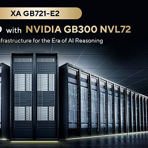 Yüksek performanslı NVIDIA ve ASUS sunucu donanımları ile AI veri merkezi görüntüsü. Güçlü AI işleme ve derin öğrenme altyapısı sağlayan modern sunucu odası.