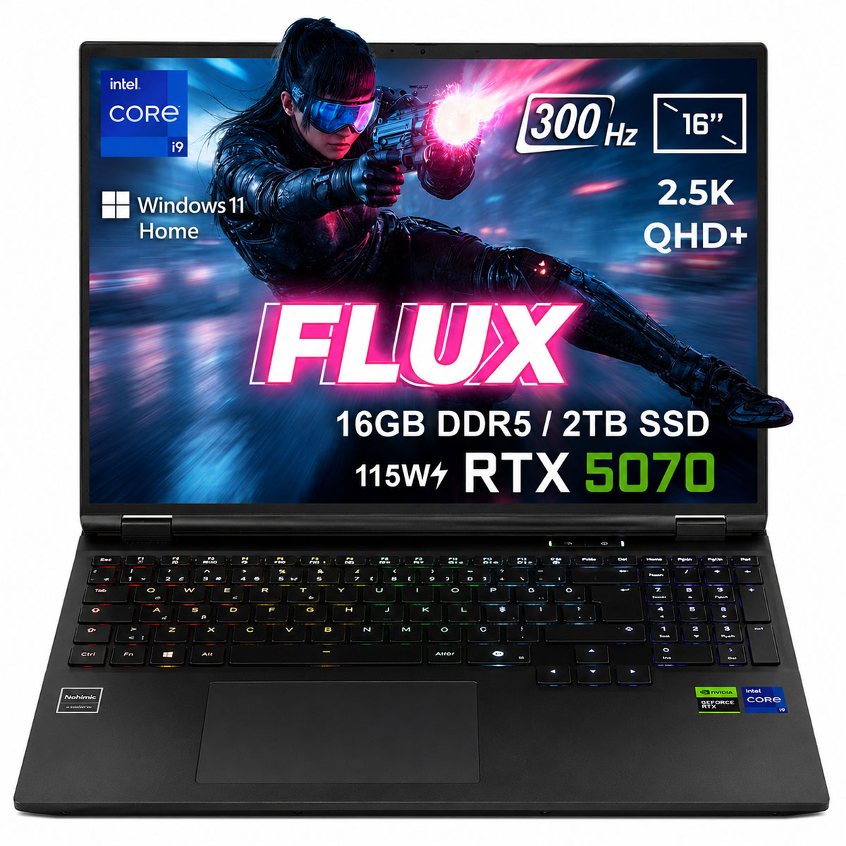 Gameraider Flux Gr16 Intel Core I9 14900hx Geforce Rtx 5070 8gb 115w 16gb Ddr5 2tb Ssd16 Inç 2.5k Qhd+ 300hz Freedos Gaming Laptop Çanta Hediyeli 1