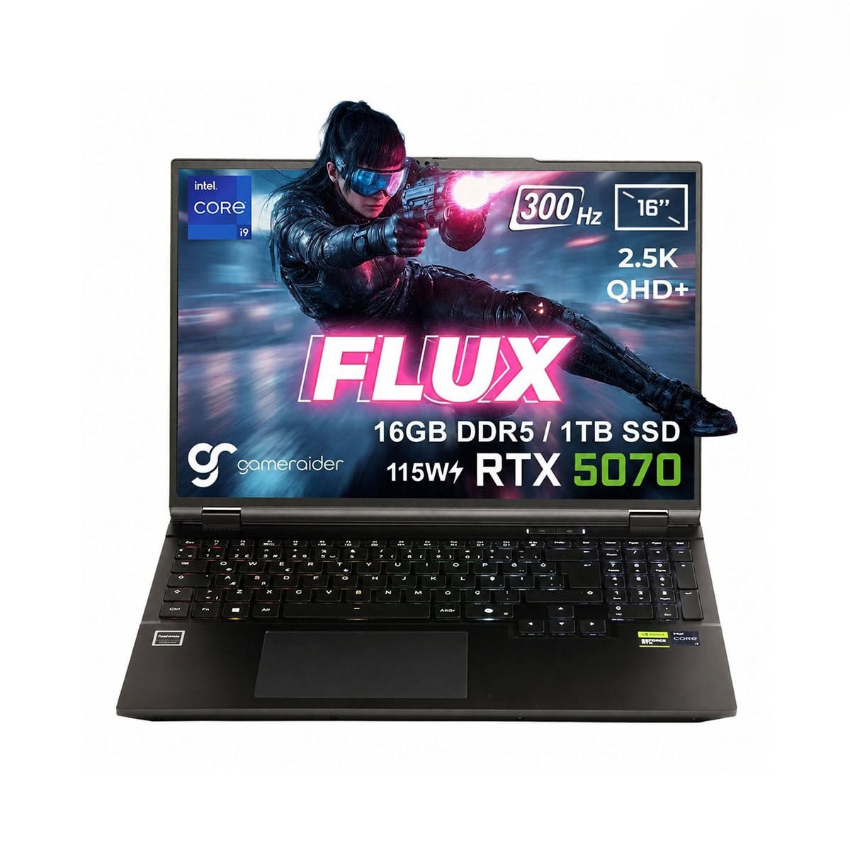 Gameraider Flux Gr16 Intel Core I9 14900hx Geforcertx 5070 8gb 115w 16gb Ddr5 1tb Ssd 16 Inc 2 5k Qhd 300hz Freedos Gaming Laptop Canta Hediyeli Control Resonant Hediyeli 1